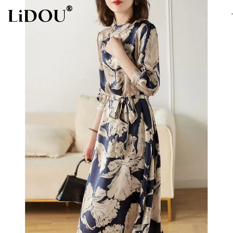 Summer Aesthetic Sexy Chic Print Long Dress Women Long Sleeve Elegant Fashion Vestidos De Fiesta Vintage Korean Style Robe Femme