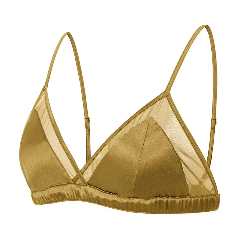 

Женские бюстгальтеры с треугольными чашками, 93% шелк, 9% спандекс, без косточек, кружевной, с тонкой подкладкой, повседневный бюстгальтер без косточек, новинка 2023, нижнее белье розового цвета