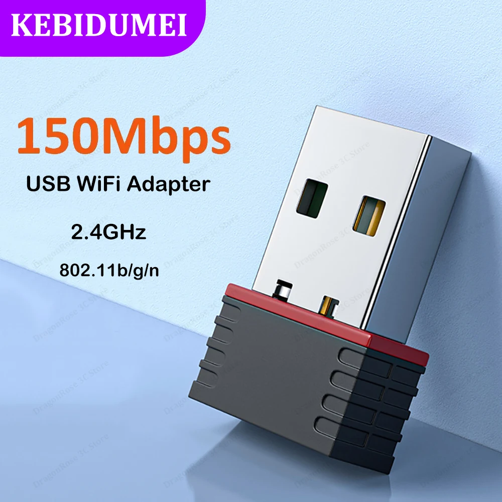 150Mbps USB WiFi Adapter Wireless Network Card Mini Signal Reception USB Dongle Plug and Play for Desktop Laptop PC Windows