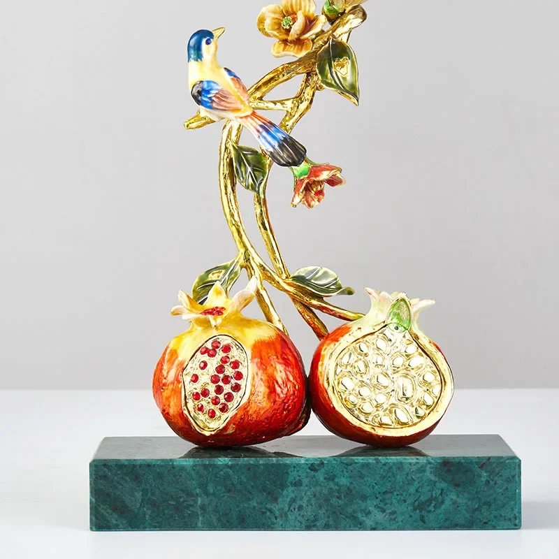 DSA enamel color happy eyebrows pomegranate Duozi Duofu ornament new Chinese high-end wine cabinet porch TV cabinet decoration
