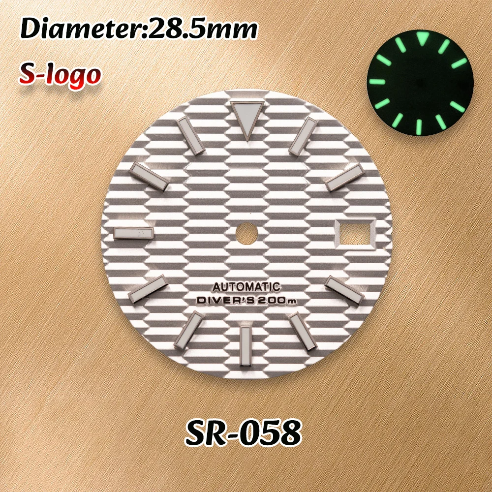 NH36/NH35 Movements S Logo 28.5mm Slope Dial C3 Green Luminous High Quality Watches for men Watch Modification Accessories