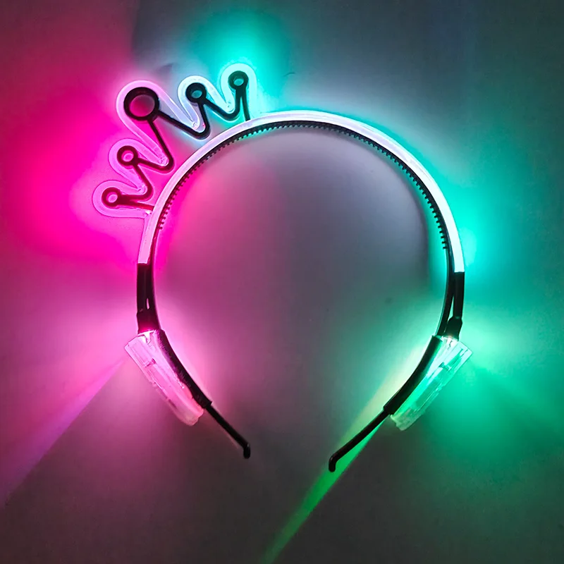 Colorful  luminous neon light LED headband fashion young men children hair wearing decor Christmas headwear lighting up party