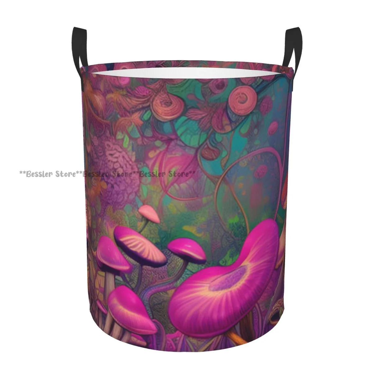 Psychedelic Mushrooms Waterproof Storage Bag Household Dirty Laundry Basket Folding Bucket Clothes Organizer