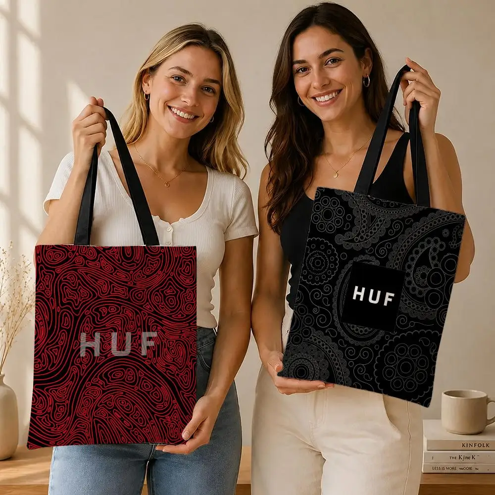 Bolsas de lona de la marca de ropa urbana Huf, ideales para el trabajo, la escuela y los desplazamientos diarios, bolsa de compras reutilizable