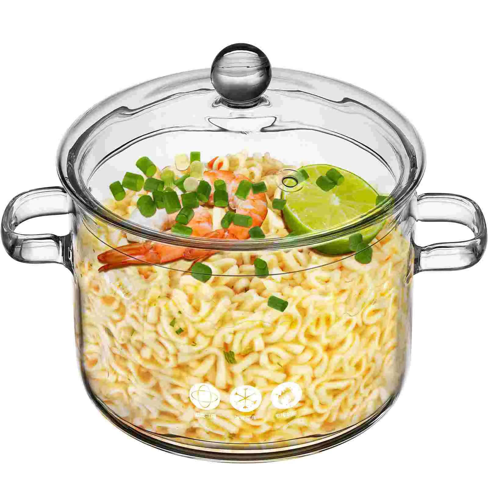 Multifunctional Transparent Household Large Capacity Heat-resistant Cooking Pot with Lid Soup Pot Cooking Saucepan Pot