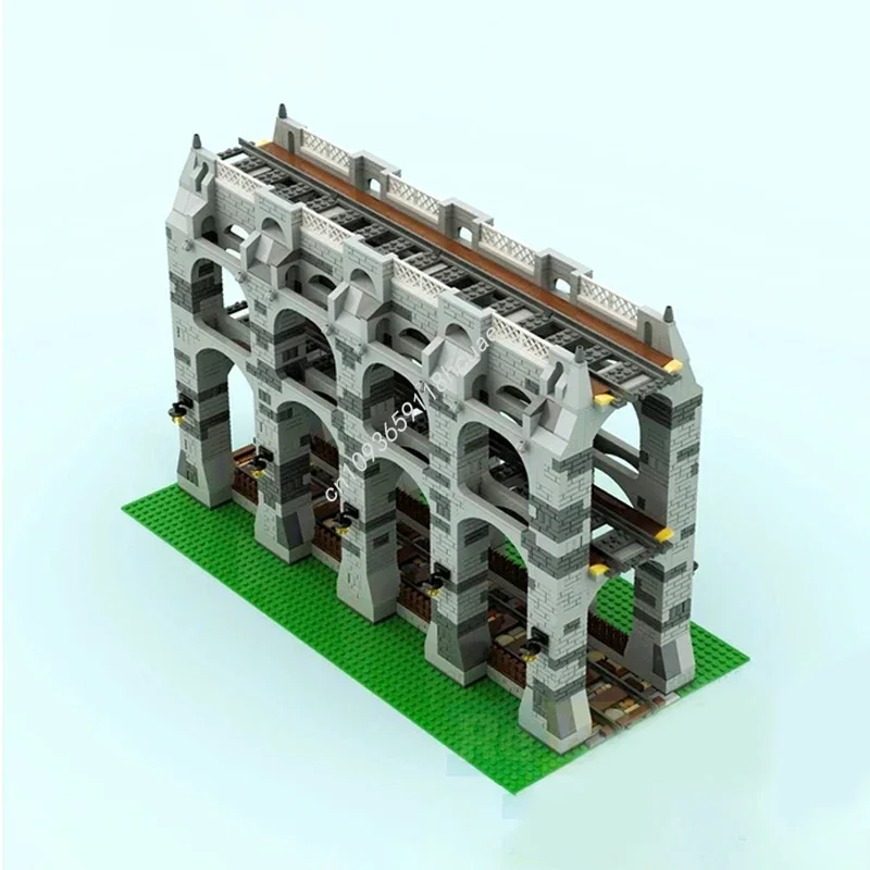 MOC Benutzerdefinierte Modulare Stadt Eisenbahn Brücke Modell Baustein Diy Kreative Montage Bildungs Ziegel Kind Urlaub geschenk