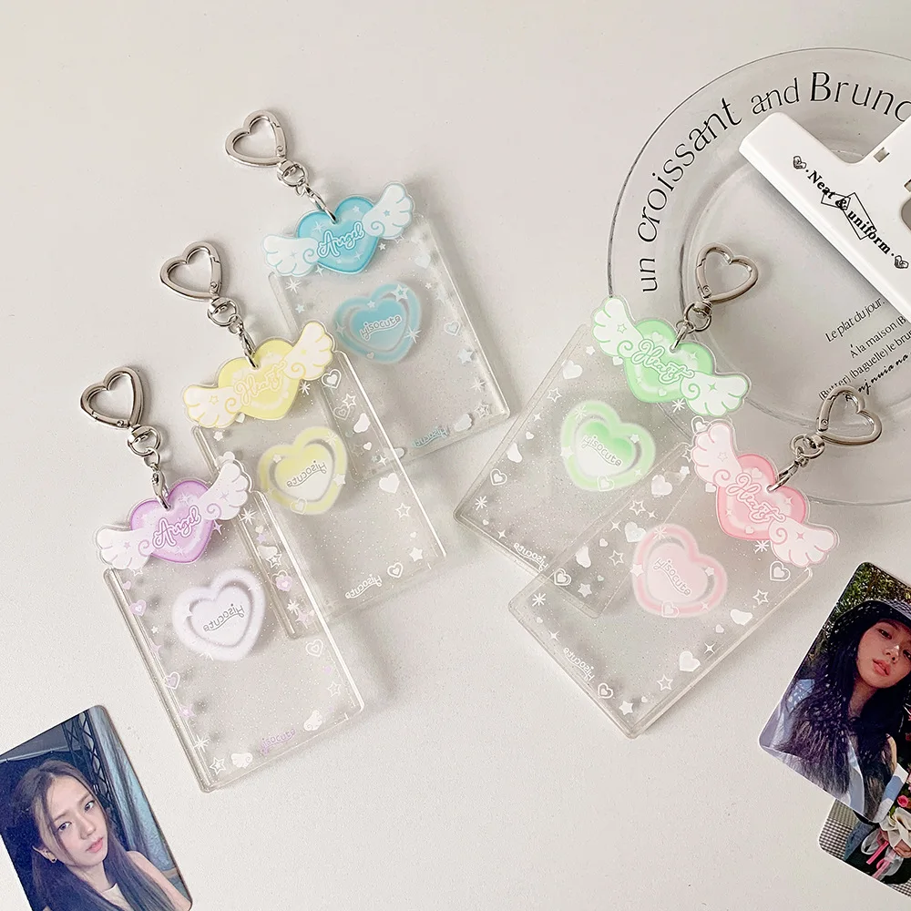

Acrylic Card Cover Photocard Holder Love Heart Pendant Hanging Decoration Photo Photocard Frame With Keychain Picture