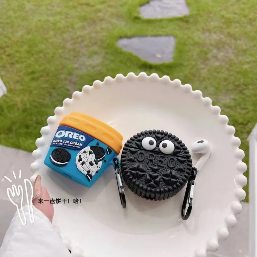 Cartoon Cute Simulation Biscuit Silicone Airpods 1 / 2/ 3/ Pro 2 Bluetooth Wireless Headphone Protective Case+Buckle  Cover