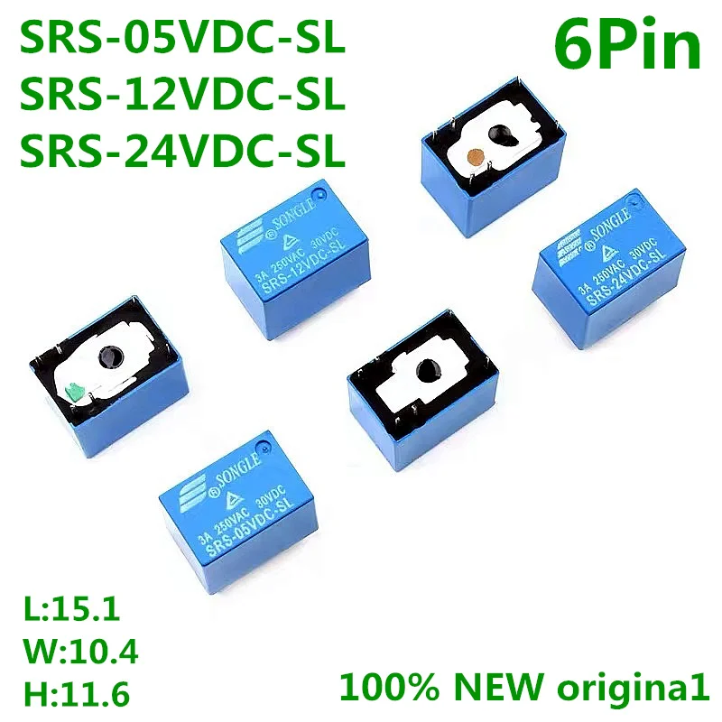 20PCS Relay DC 5V 12V 24V 6Pin 3A SRS-12VDC-SL SRS-24VDC-SL SRS-05VDC-SL Power Converter