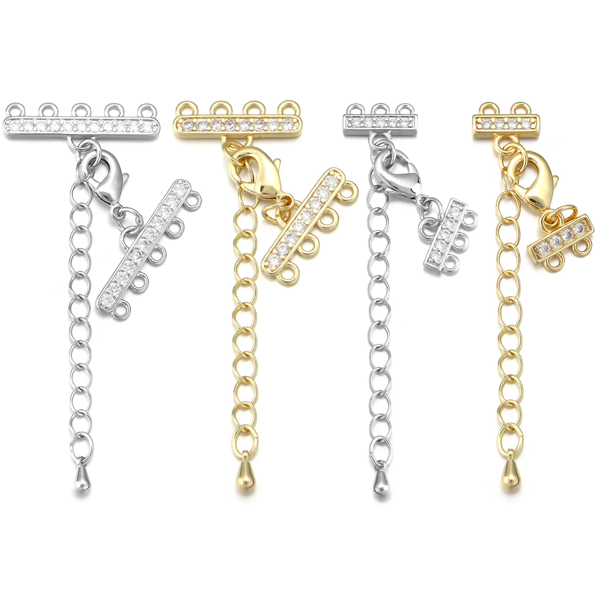 

1pcs/lot Brass and Zircon Connect Clasps Fit 2/3/4/5 Hole Chains End Fastener Clasps for DIY Jewelry Making Bracelets Necklace