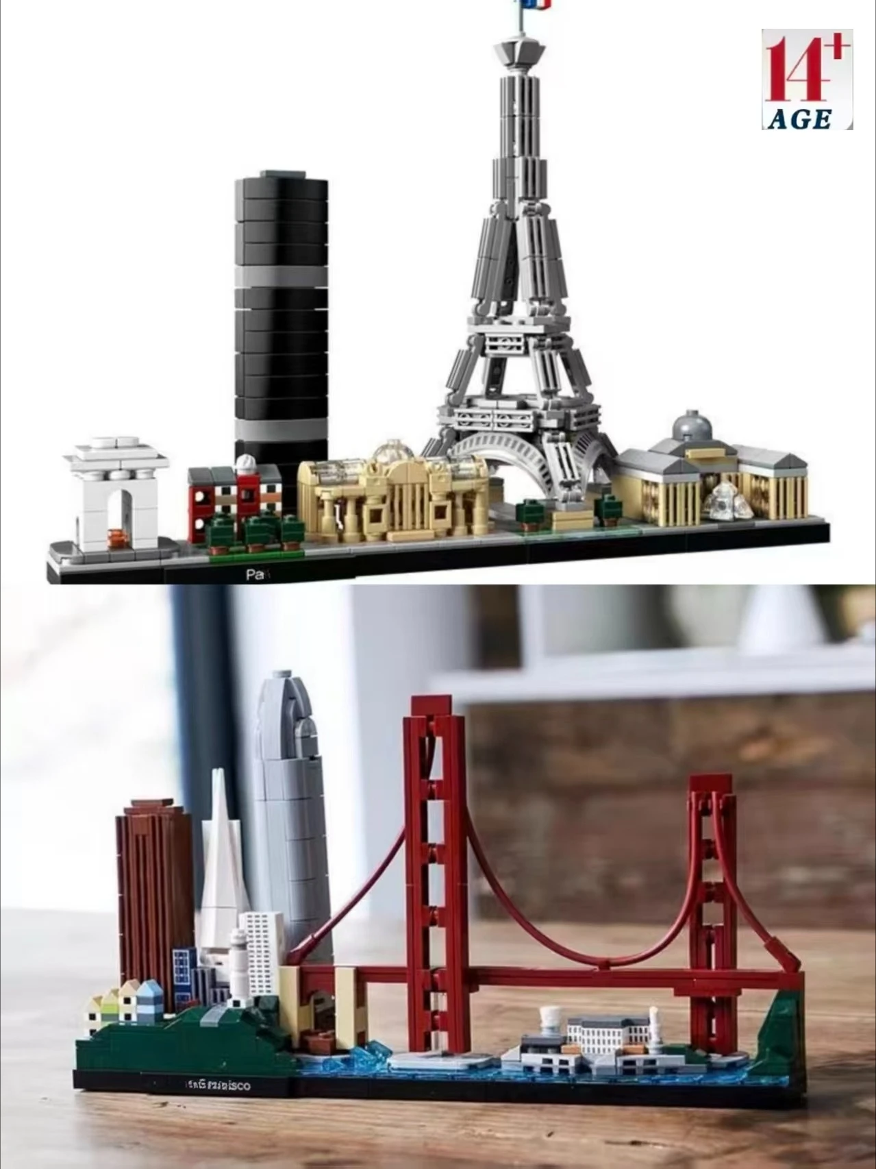 مكعبات بناء ثلاثية الأبعاد سان فرانسيسكو باريس لانمارك سيتي أفق 21043 21019 مجموعة إنشاء الطوب هدية للأطفال البالغين #2