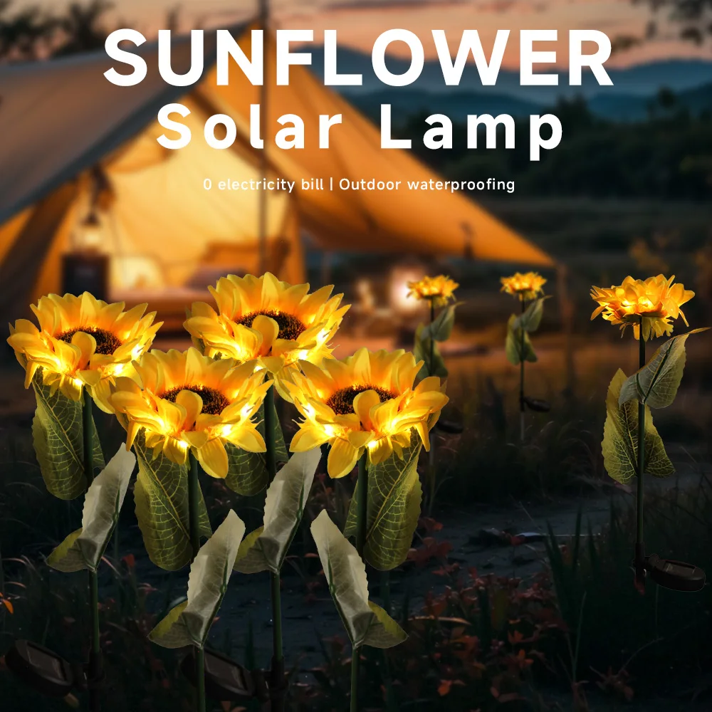 

1 Head Solar Simulation Sunflower LED Lights Garden Landscape Lamps Lawn Lights Courtyard Decoration Christmas Flower Light