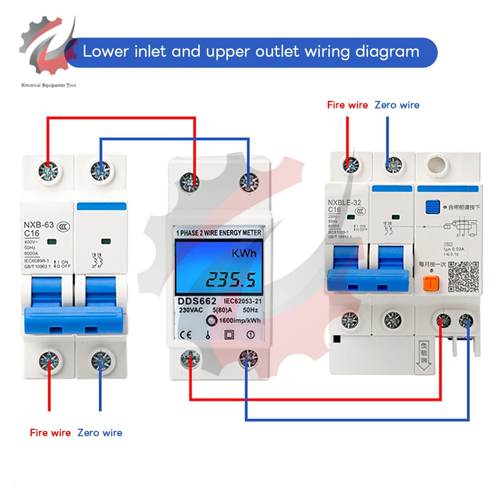 DDS662 Single Phase Energy Meter Guideway Tipo LCD Digit Display Voltmetro Ammometro Misuratore Elettrico Strumento di Misura di Potenza