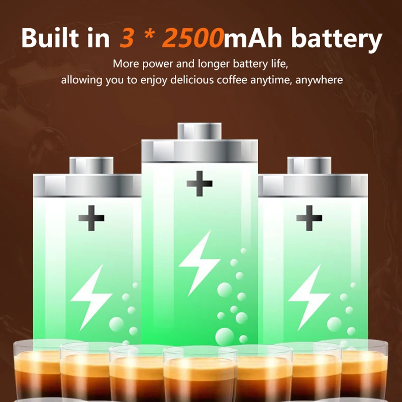 ماكينة الإسبريسو أثناء التنقل: لاسلكية، مدمجة، مثالية للسيارة والتخييم والمنزل، تعمل مع كبسولات 3 في 1