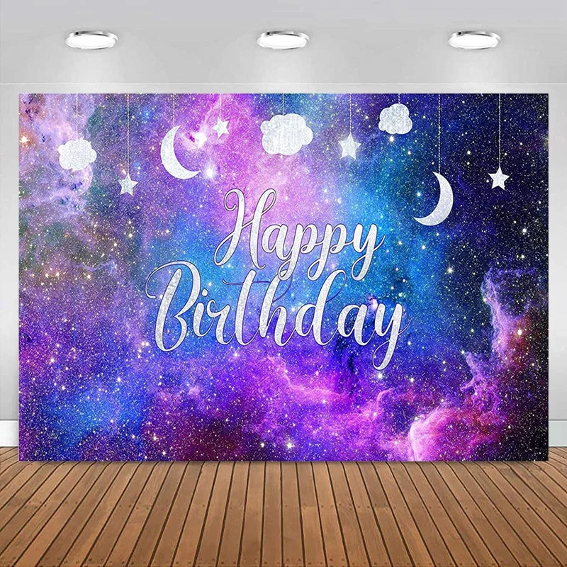 Space Galaxy Backdrop Cosmic Starry Universe Nebula Photography Background Banner Kids Birthday Party Baby Shower Decoration