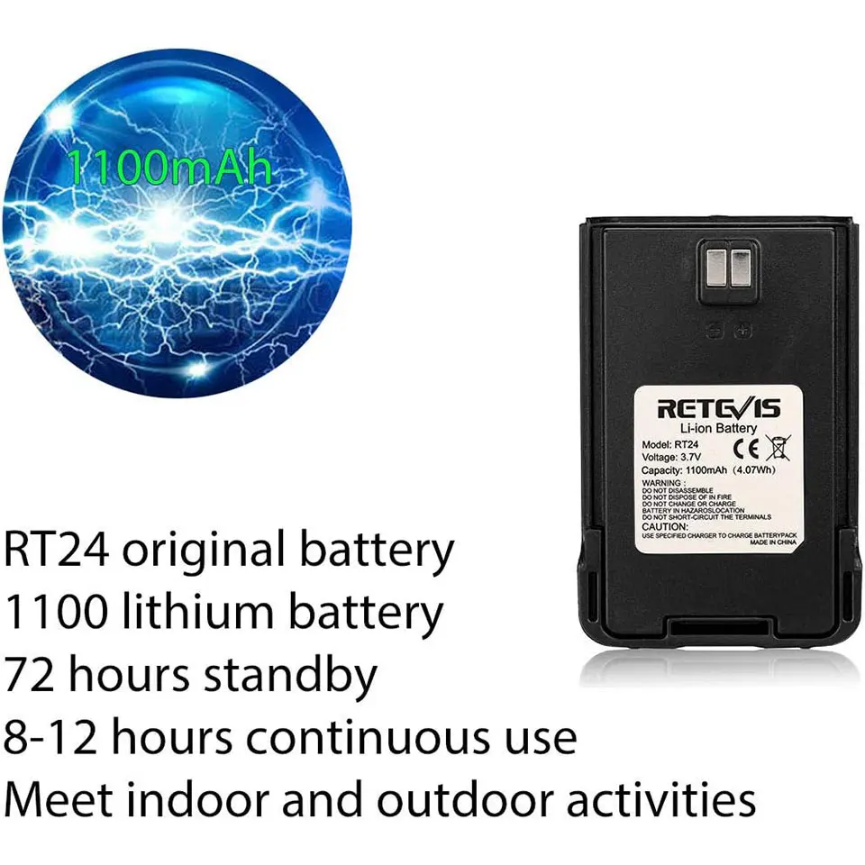 Retevis Walkie Talkie New Original 1100mAh Li-Ion Battery for RT24 H777s Two Way Radio Walkie-talkie Accessories J9123B