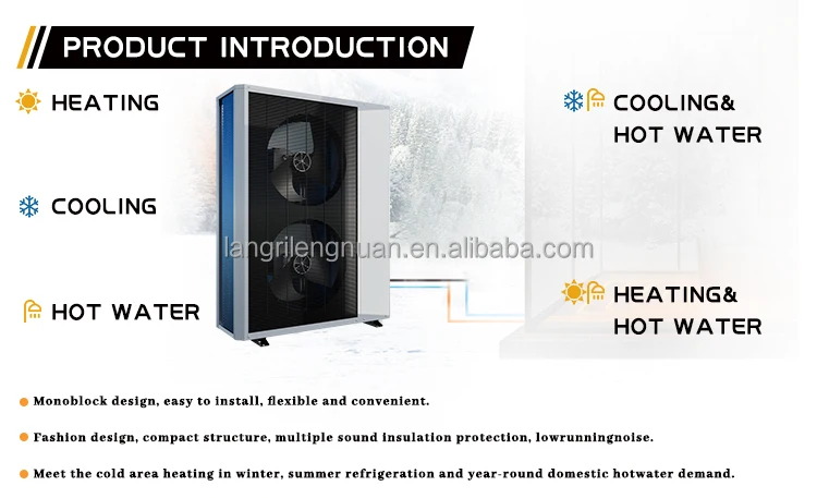 All-in-one R290 Heat Pump Referigeration Unit With Condensing Motor Core Monobloc Type EVI DC Inverter for Home or Hotel Use