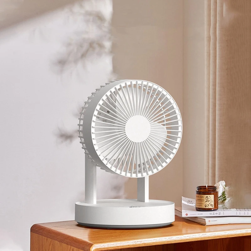 Bedroom Desk Cooling Fan With LED Light 4000Mah Rechargeable Digital Display Remote Control