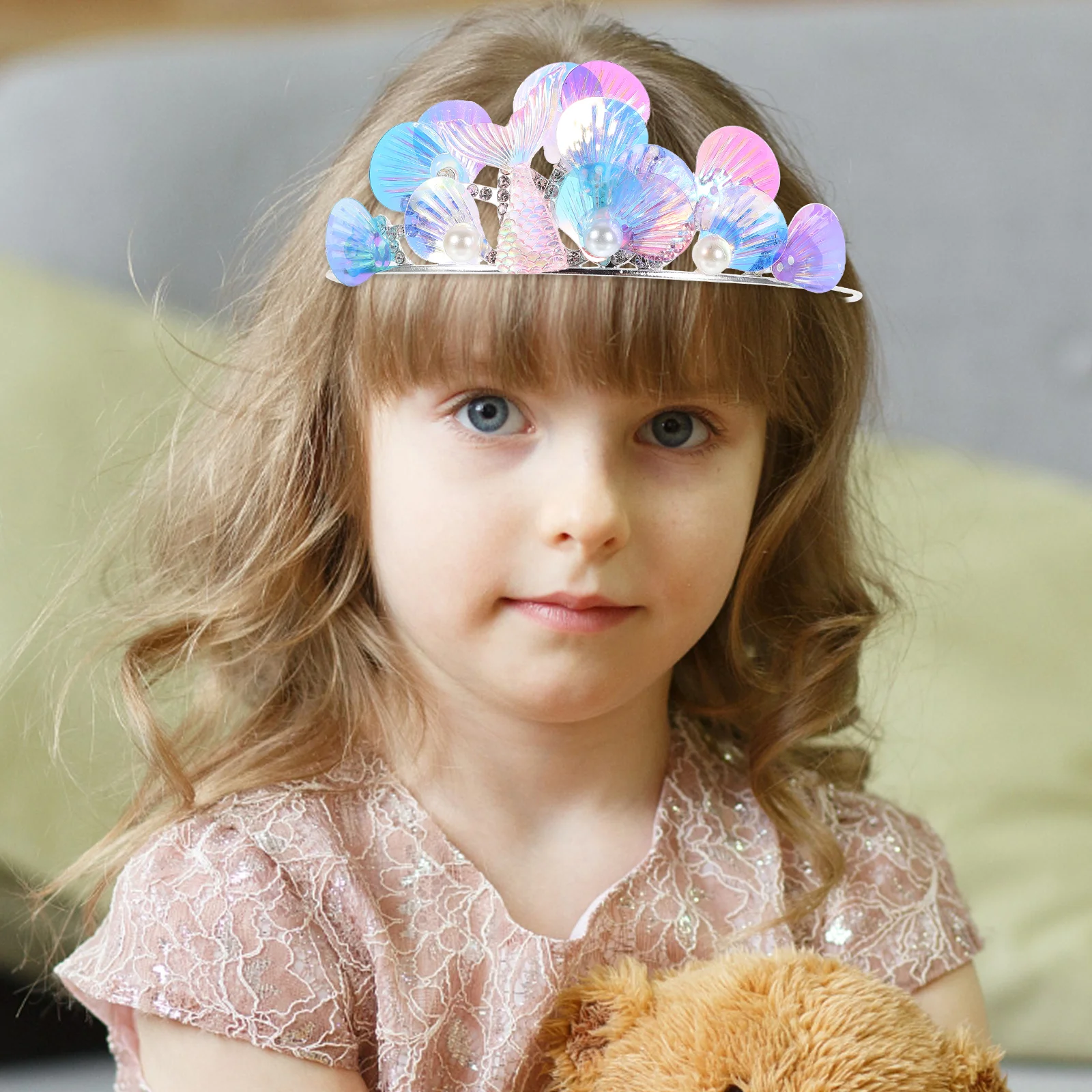 

Mermaid Headband Rhinestone Hair Accessories Girls Rhinestone Crown Metal Girls Tiara Decorations