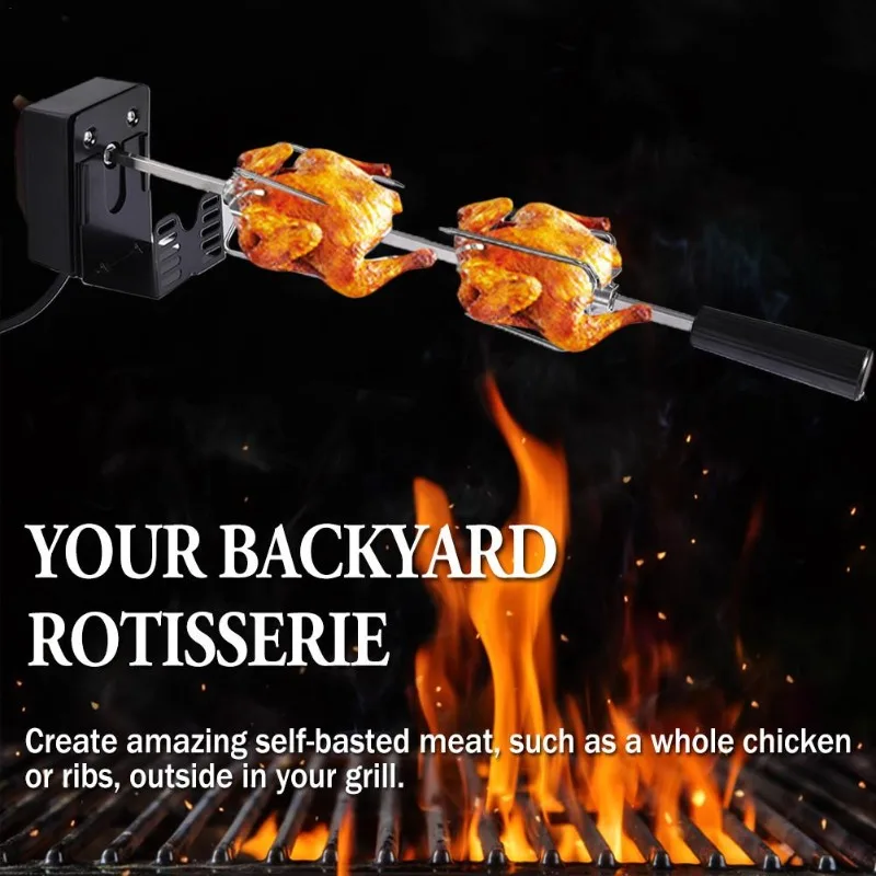 

Rotisserie Kit Stainless Steel Automatic BBQ Grill Rotisserie Set with Motor Grilling Hot Dog Chicken Steak EU/US/UK