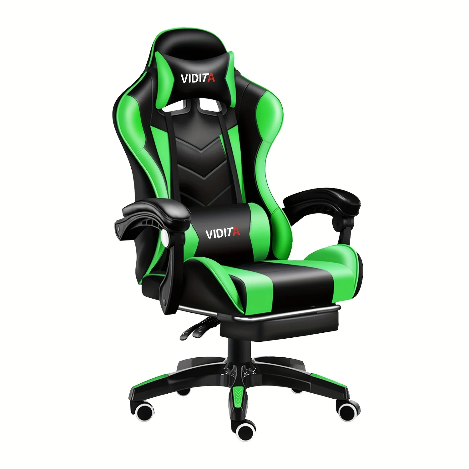 Cadeiras de jogos com apoio para os pés, projetadas para adultos mais altos, com estilo de corrida e equipadas com suporte para cabeça e lombar.