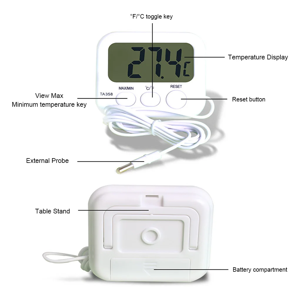 Kühlschrank Aquarium Thermometer elektronisches digitales Thermometer Max-Min-Thermometer mit 1,5 m Sonden sensor kabel