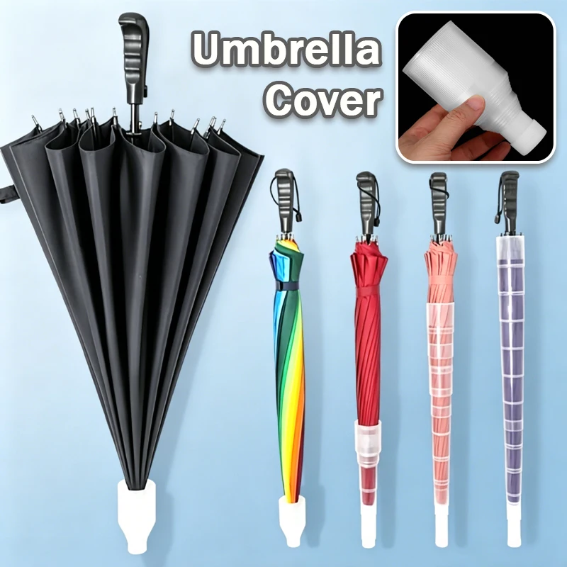 Retractable Umbrella Cover for Straight Handle Umbrellas Telescopic Plastic Sleeve Reusable Protective Sleeve for Rainy Weather