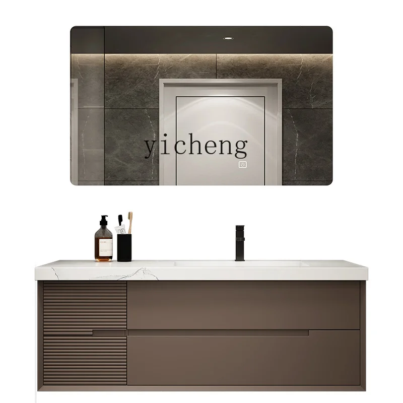 XC Light Luxury Bathroom Cabinet Combination Modern Simple Solid Wood Bathroom Table Smart Hand Washing Wall Cupboard