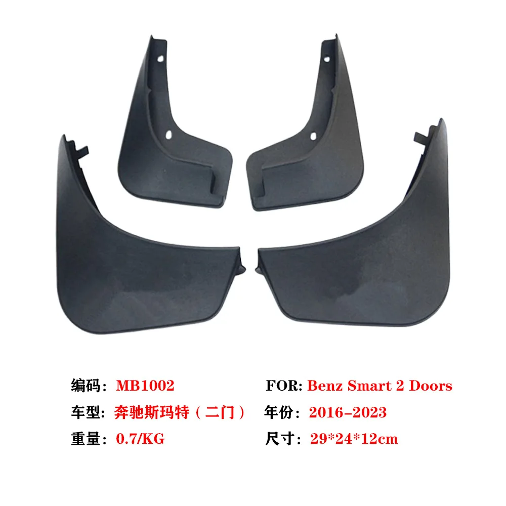 For Smart 2-Door 4-Door 2016-2023 Mud Flaps OE Style Splash Guards Set of 4 Perfect Fit for City Car Front & Rear