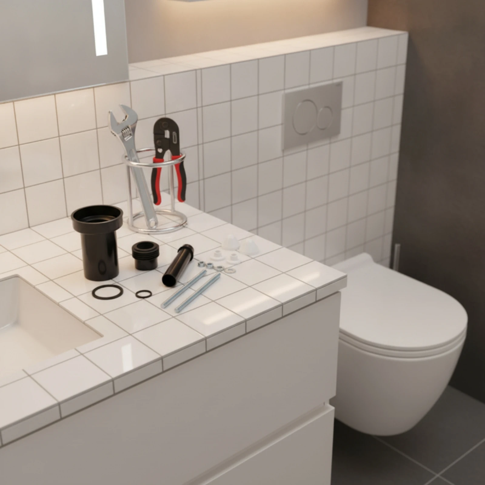 Toilet Drain Pipe Replacement Wall Hung Toilet Concealed Cistern Drain Pipe Kit Hardware Leak-Resistant Rubber for Plumbers