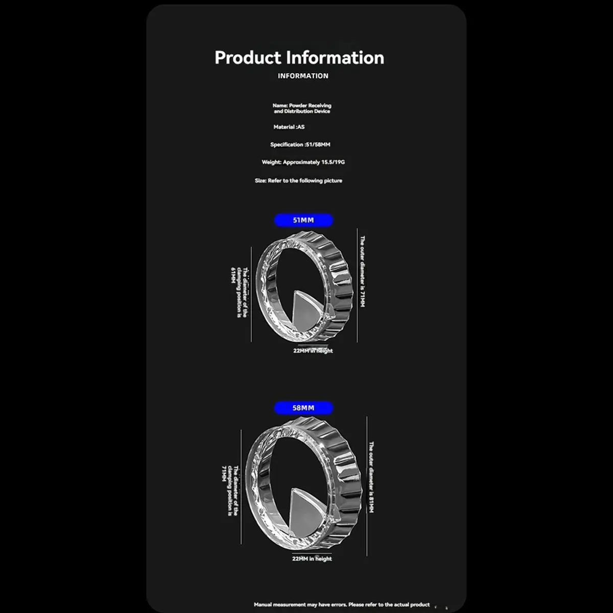 A88M Coffee Powder Ring Espresso Machines Transparent Anti-Fly Powder Collecting Ring Coffee Handle Anti-Fly Powder Ring 58MM