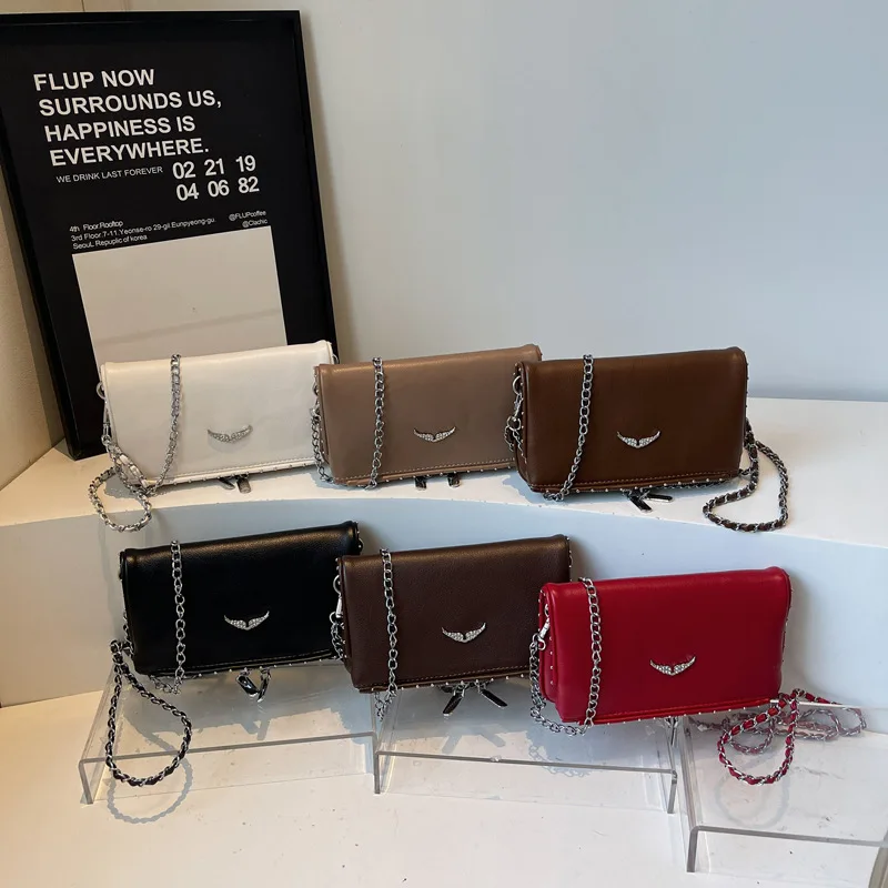 Fashionable Envelope Chain Bag - Women's ZV Inspired Rhinestone Wing, Casual Vintage Shoulder Crossbody Bag