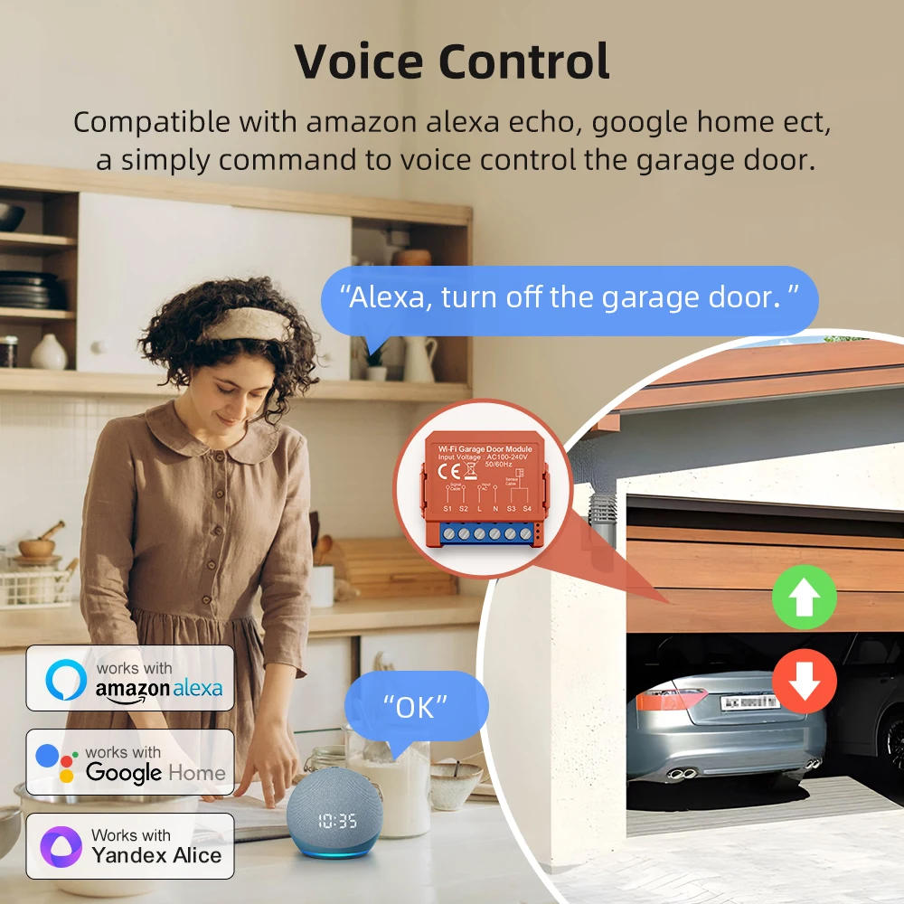 Imagem -03 - Avatto-módulo Abridor de Porta de Garagem Smart App Controle Remoto Voz Wifi Portão Funciona com Alexa Google Home Alice Tuya