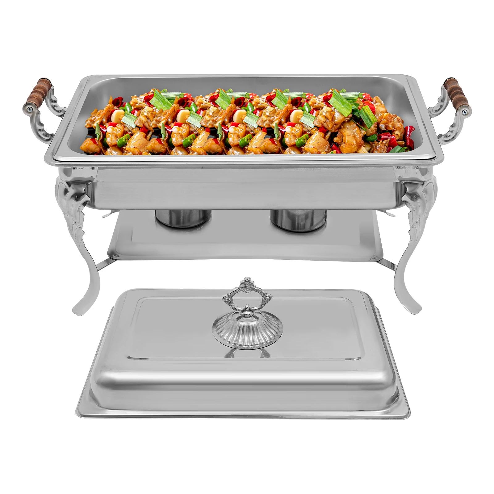

9L/2.38gal European Buffet Set Stainless 25.98*14.17*15.75in Steel Rectangle Catering Warmer Server W/Lid Water Pan for Party