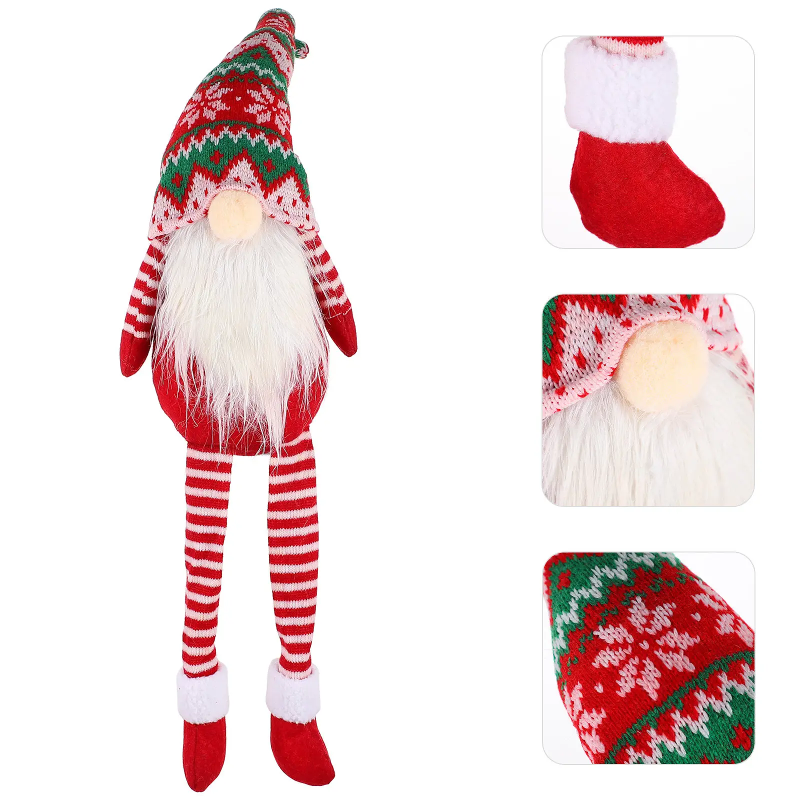 

Santa Gnome Home Decor Festive Tomte Figures Globular Nose Long Beard Holiday Room Desk Decor Christmas Gift Idea