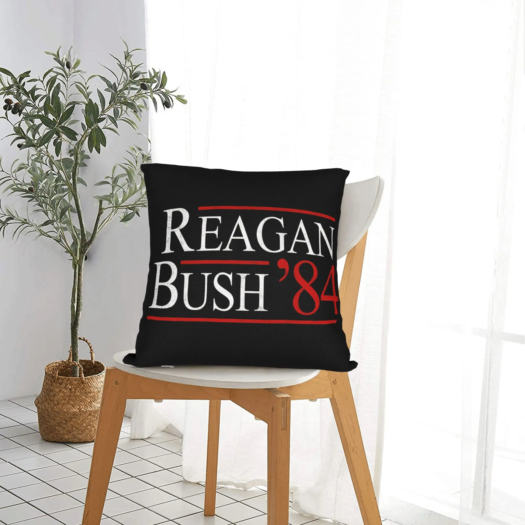 Reagan Bush 84 Square Pillow Case Presidential Campaign Cushion Cover Novelty Polyester Decorative Pillowcase for Home 45x45cm