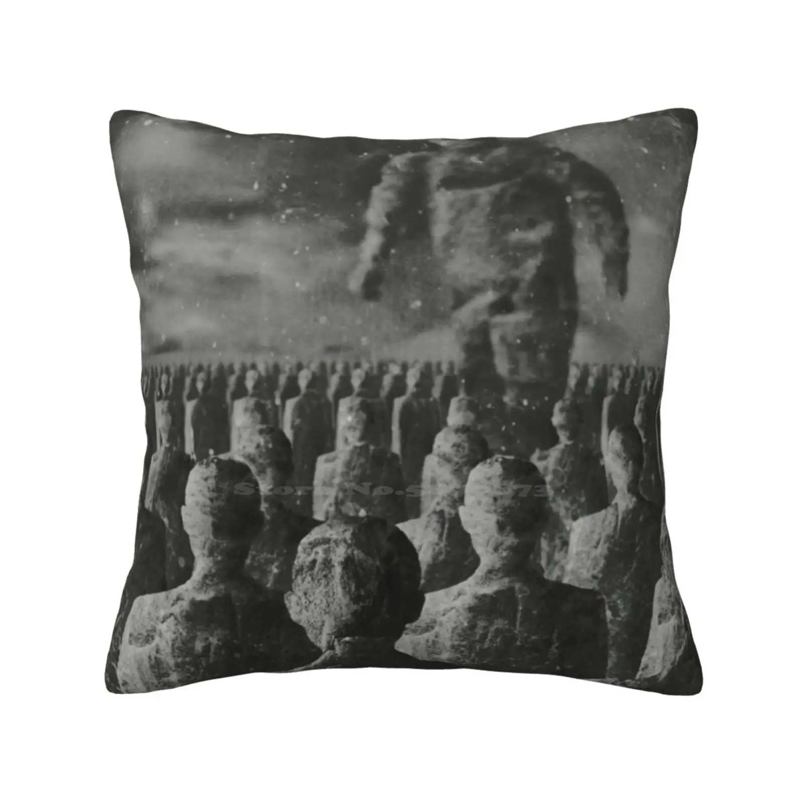 Golem Funny Cute Decor Square Pillowcase Square Dark Mood Monochrome Montage Texture Black Figure Photomanipulation Kwadrart