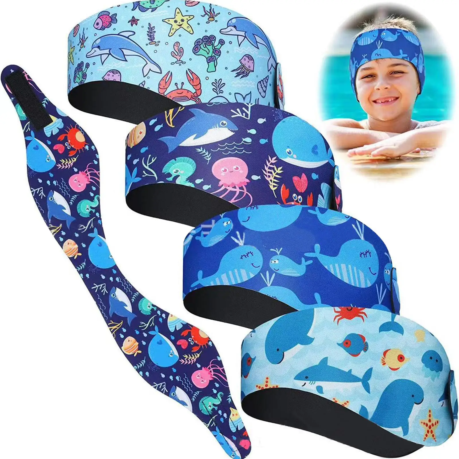 Adjustable Swimming Ear Head Band Neoprene Headband Ear Bands Hair Guard Water Protector Gear for Adult Kids Bathing Surfing