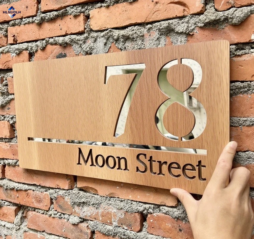 

Personalized Outdoor House Numbers Black White Gray House Plaque Retro Wooden Door Sign Laser Cut 3d Exterior Street Name Sign