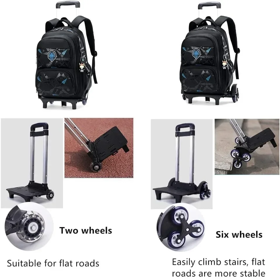 Child Luggage School Bag on Wheels Students School Backpack Can Climb Stairs Casual Suitcase 6-13 Years Children Travel Backpack