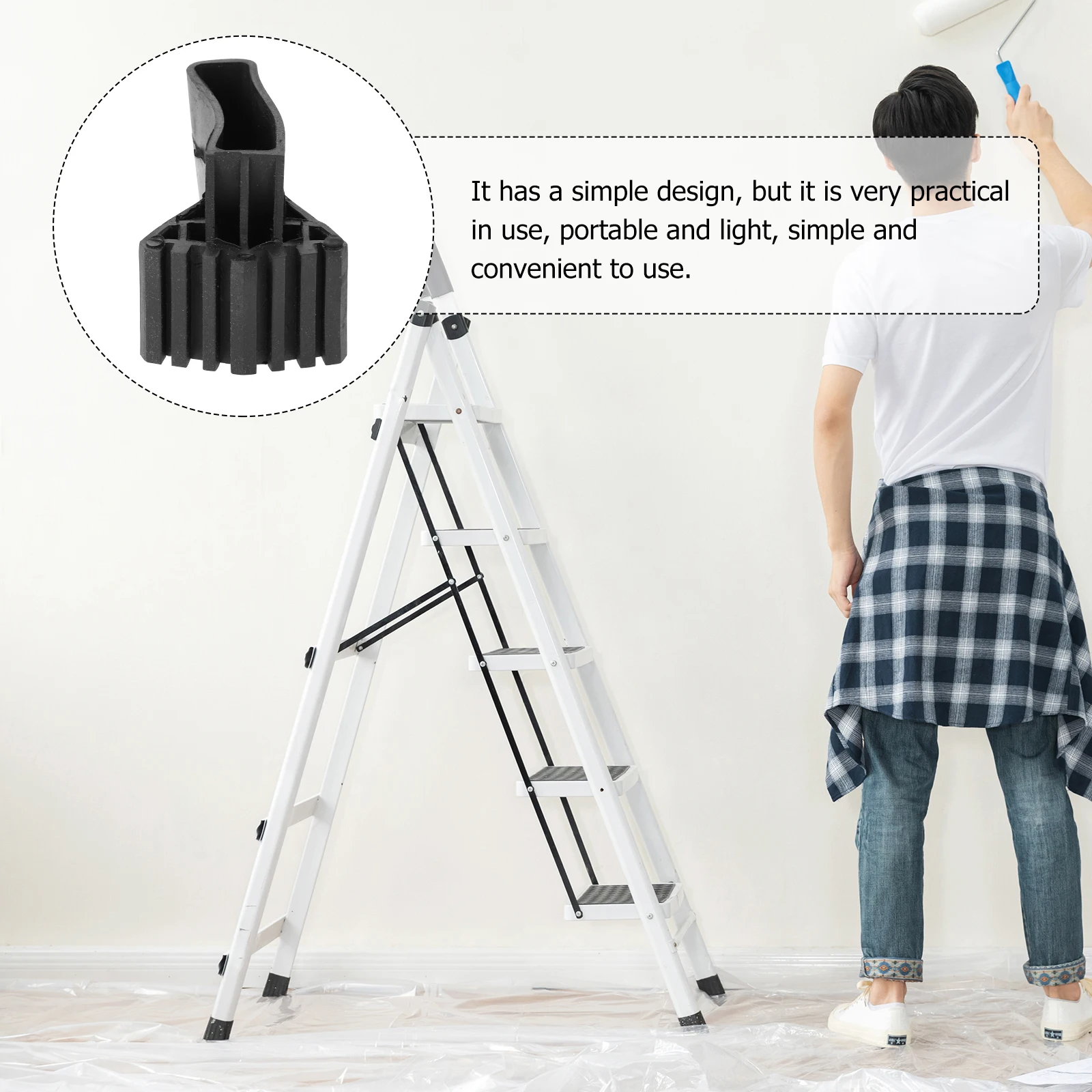 

1 Set Feet Covers Non-Slip Ladder Mat Extension Foot Protector Replacement Thick Rubber Cover Bamboo Telescoping Ladders Home