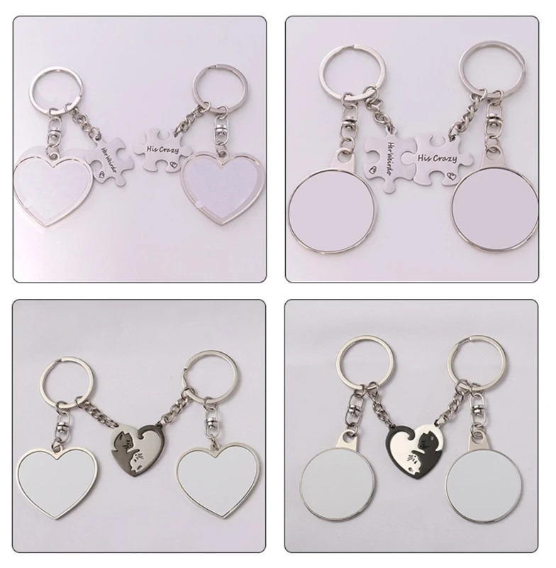 Pack of 2 Sublimation Keychain Blanks Double Sided Heat Transfer Keyrings for Personalize Gifts and Craft Projects