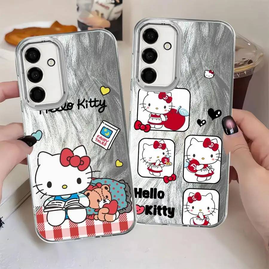 حافظة هالو كيتي اللطيفة لهاتف سامسونج جالاكسي A24 A33 A34 A13 A14 A35 A36 A15 A16 A26 A21s A23 A55 A51 A52 غلاف ناعم أسود