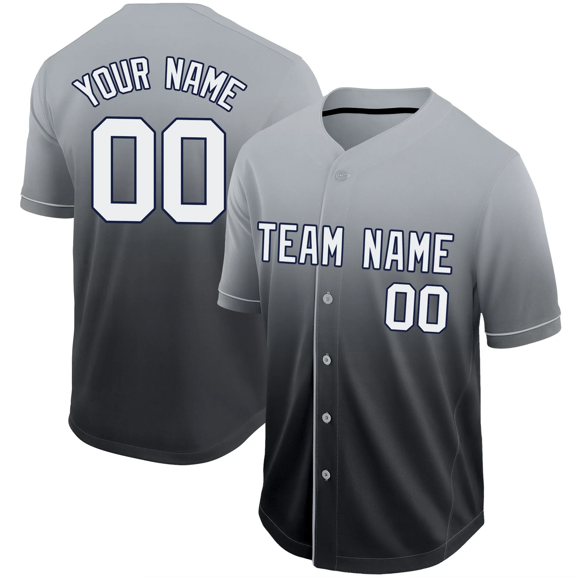 Custom Baseball Jersey Personalized Print Team Name/Numbers Gradient Button-down Tee Shirts Active for Men/Kids Birthday Gift