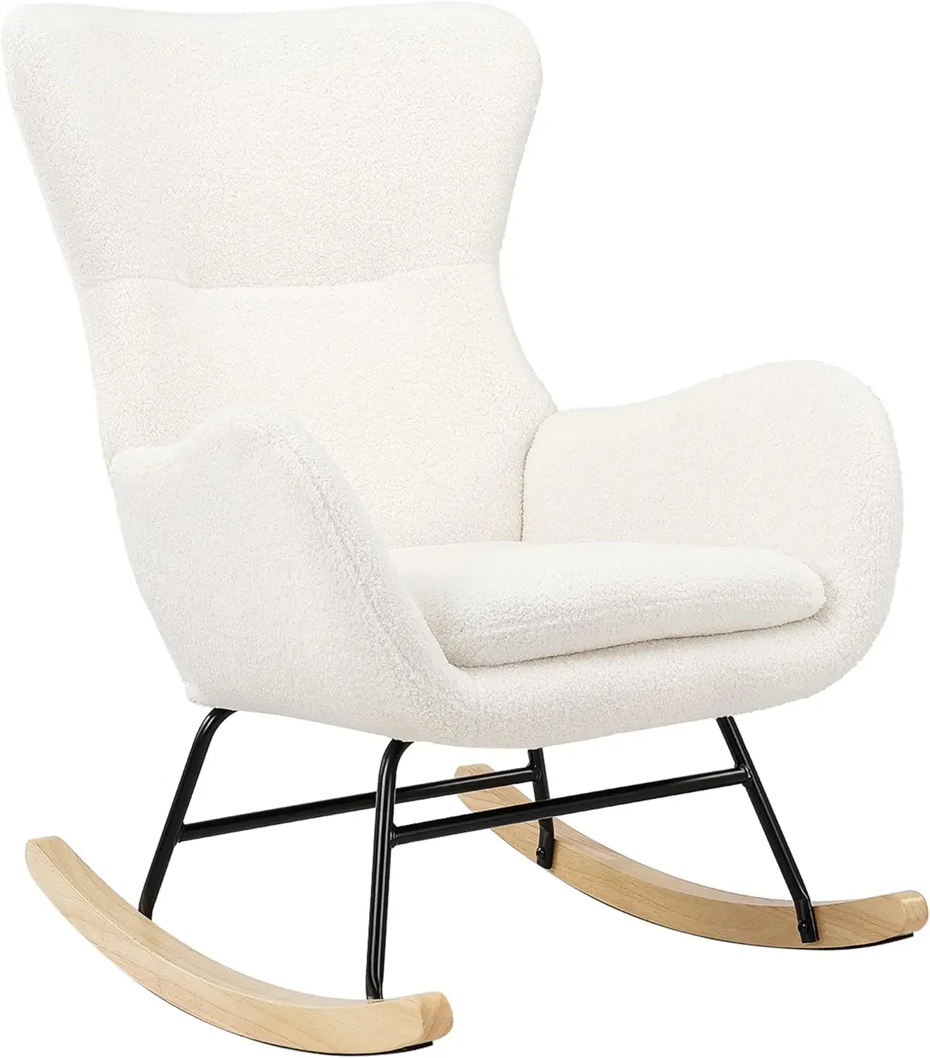 

Comfy Rocking Chair for Nursery - Glider Chair with High Backrest, Armrests & Upholstered Pad, Bedroom Nursery Rocker Chair