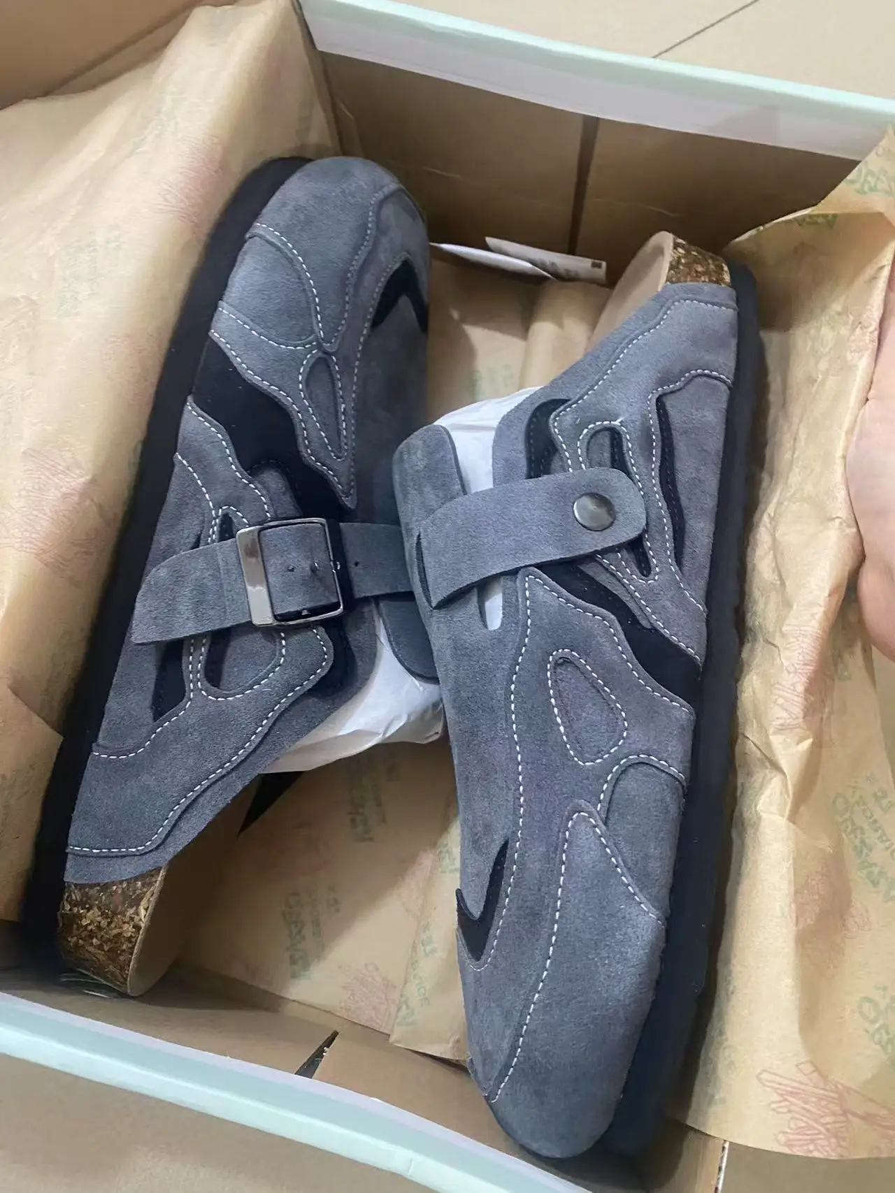 

Мужские и женские тапочки из пробковой кожи, домашняя обувь, сабо, винтажные тапочки Muller с поддержкой свода стопы