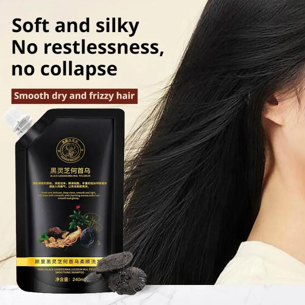 Wurzelaktivierendes Shampoo für Männer & Frauen, Stärkend & Volumen-Gebend für Voller Aussehendes Haar, Schwarzes Reishi- und Polygonum-Shampoo
