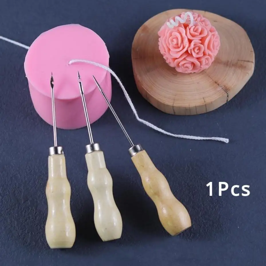 Wooden Handle Leather Awl Set Straight Bent And Center Hole Awls For Leather Craft Sewing Shoe Repair Punching Tool Kit