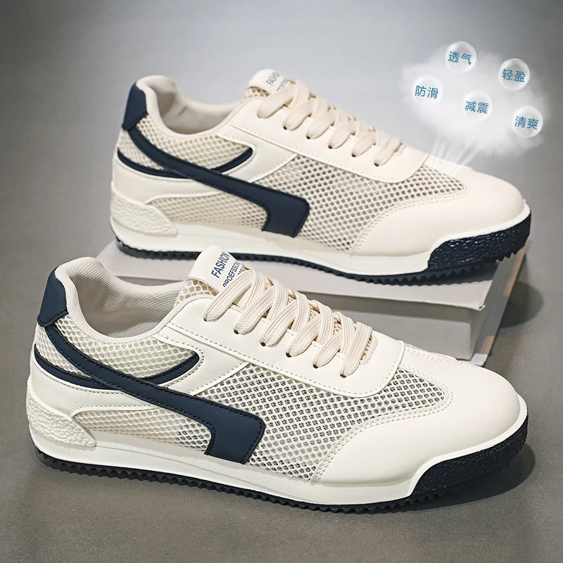 

Men Simple Versatile Casual Sneakers Breathable Mesh Upper Soft Sole Non Slip Lightweight Outdoor Daily Street Trend Footwear