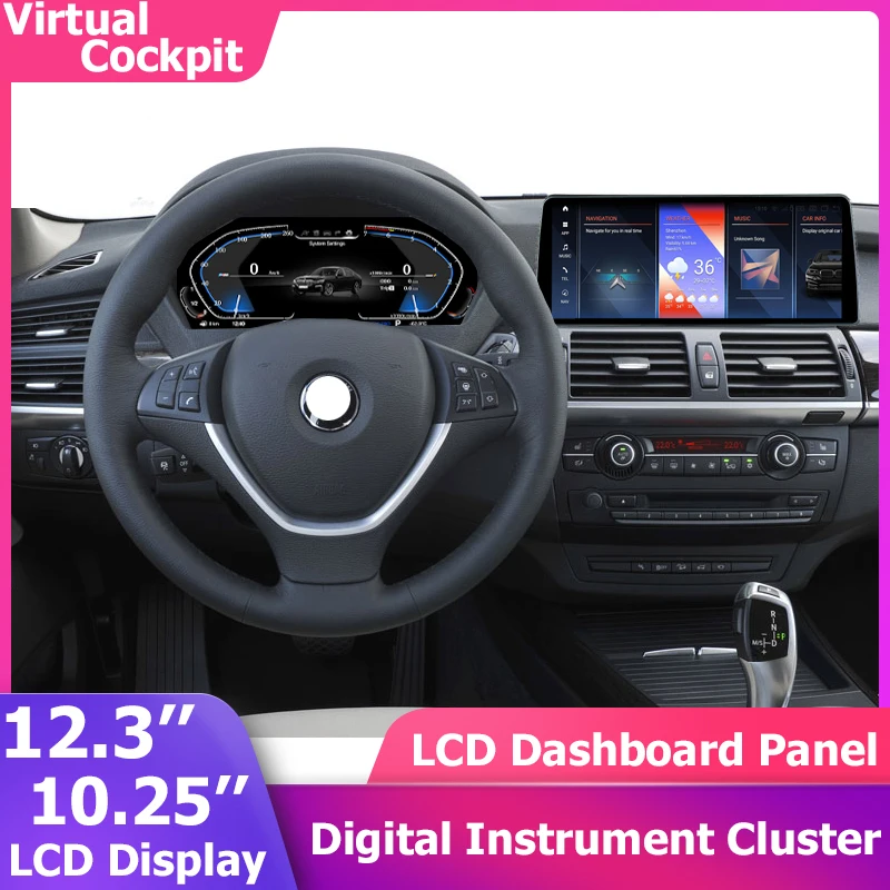 

Virtual Cockpit Digital Instrument Cluster For BMW X5 X5M X6 X6M E70 E71 Speedometer 12.3''Inch LCD Display Dashboard Panel HUD